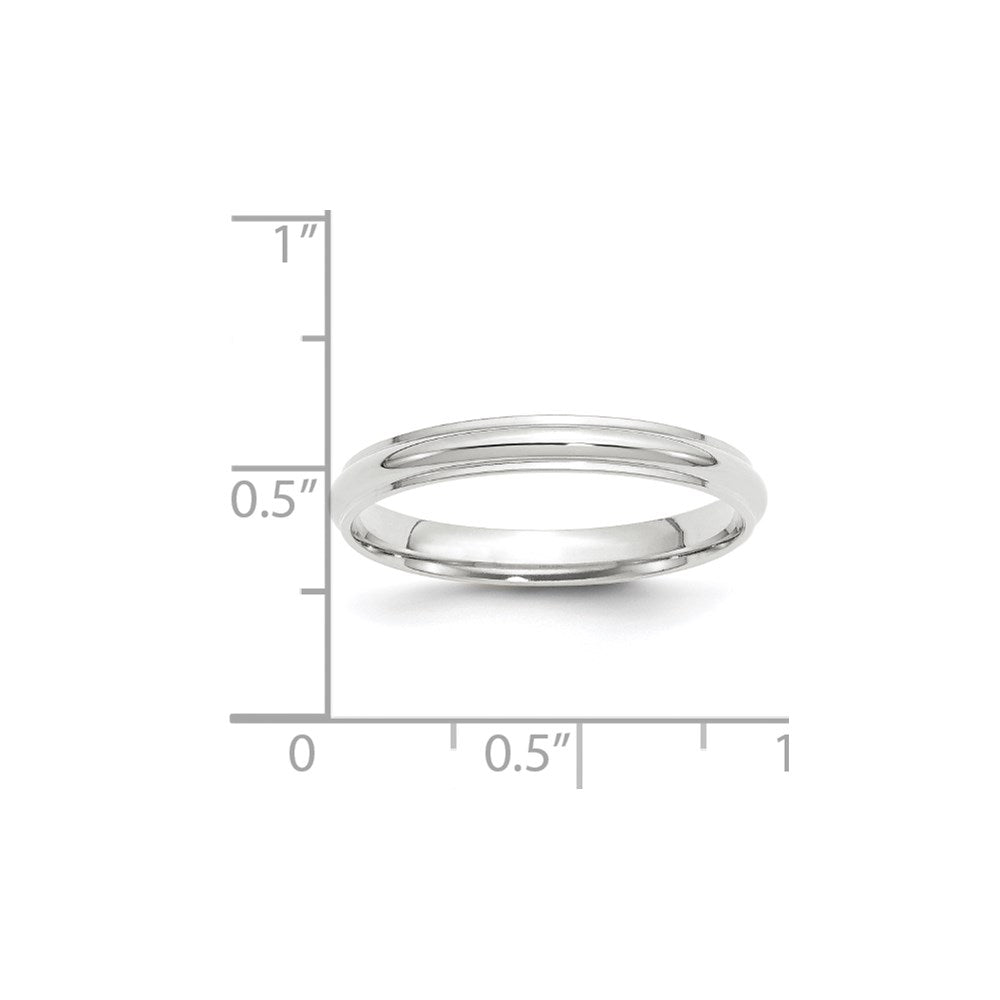 Solid 18K White Gold 3mm Half Round with Edge Men's/Women's Wedding Band Ring Size 12