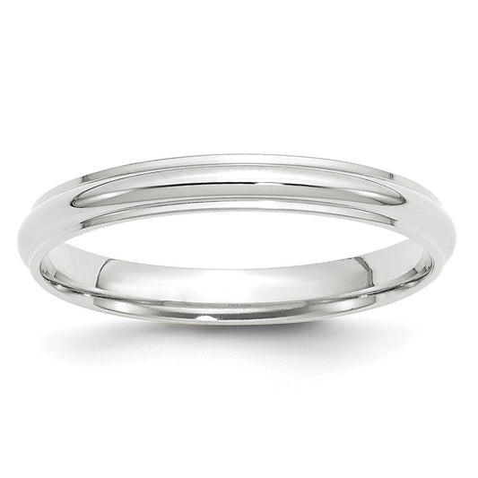 Solid 10K White Gold 3mm Half Round with Edge Men's/Women's Wedding Band Ring Size 12.5