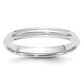Solid 18K White Gold 3mm Half Round with Edge Men's/Women's Wedding Band Ring Size 10