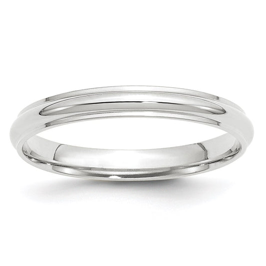 Solid 10K White Gold 3mm Half Round with Edge Men's/Women's Wedding Band Ring Size 11.5