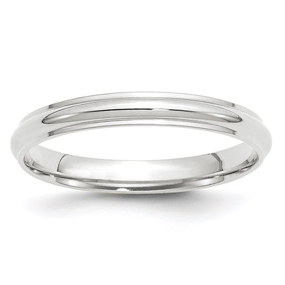 Solid 18K White Gold 3mm Half Round with Edge Men's/Women's Wedding Band Ring Size 5.5