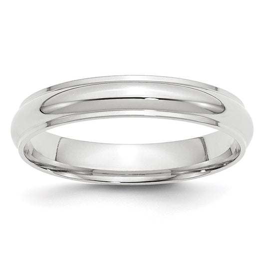Solid 14K White Gold 4mm Half Round with Edge Men's/Women's Wedding Band Ring Size 5.5