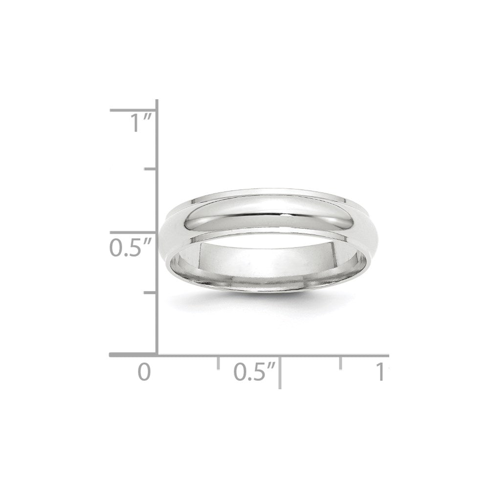 Solid 18K White Gold 5mm Half Round with Edge Men's/Women's Wedding Band Ring Size 5