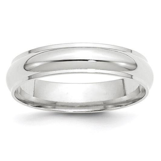 Solid 18K White Gold 5mm Half Round with Edge Men's/Women's Wedding Band Ring Size 6