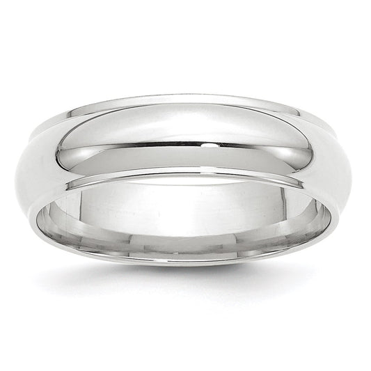 Solid 18K White Gold 6mm Half Round with Edge Men's/Women's Wedding Band Ring Size 5.5