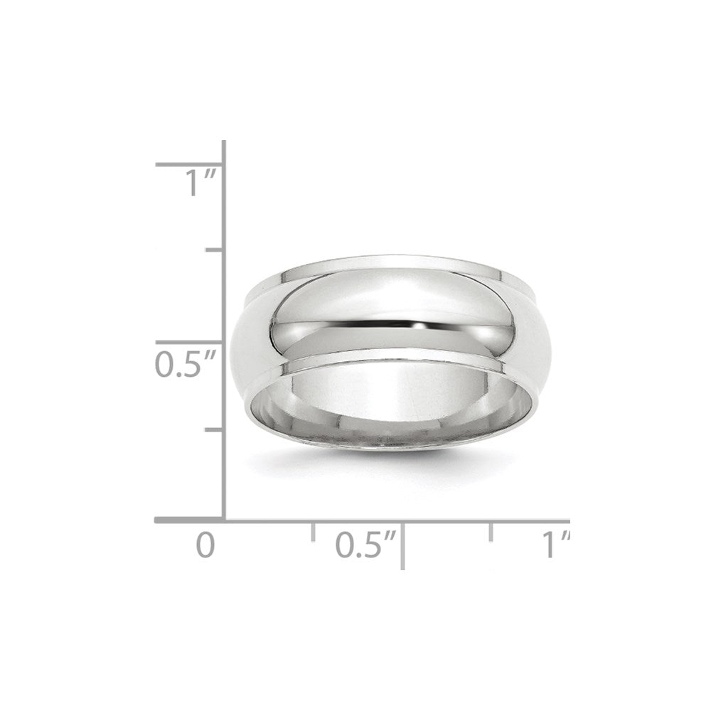 Solid 18K White Gold 8mm Half Round with Edge Men's/Women's Wedding Band Ring Size 5