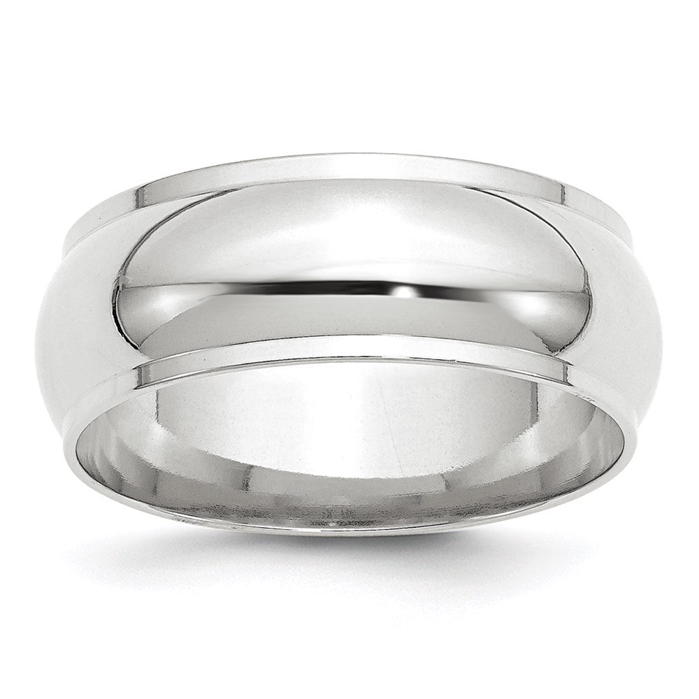 Solid 14K White Gold 8mm Half Round with Edge Men's/Women's Wedding Band Ring Size 11