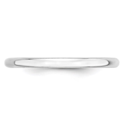 Solid 18K White Gold 2mm Light Weight Half Round Men's/Women's Wedding Band Ring Size 10