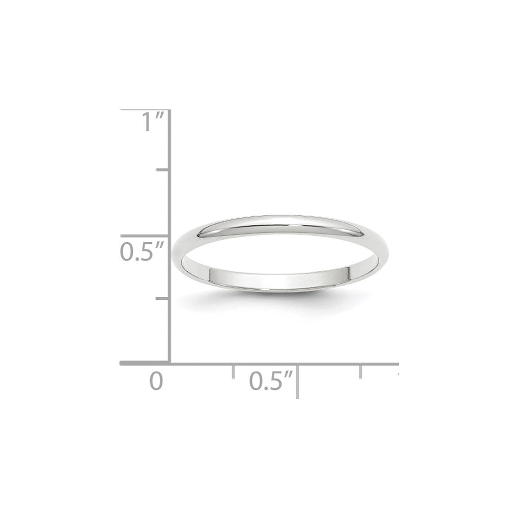 Solid 10K White Gold 2mm Light Weight Half Round Men's/Women's Wedding Band Ring Size 10