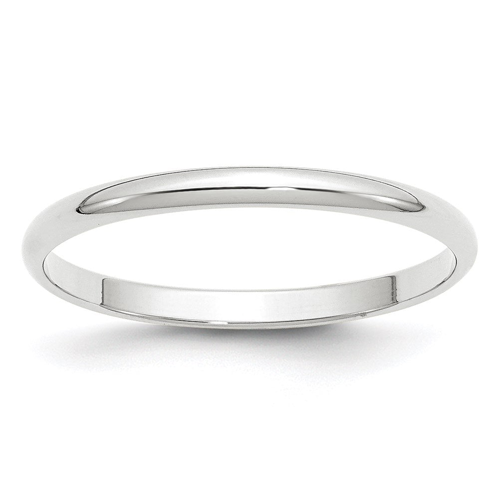 Solid 10K White Gold 2mm Light Weight Half Round Men's/Women's Wedding Band Ring Size 10