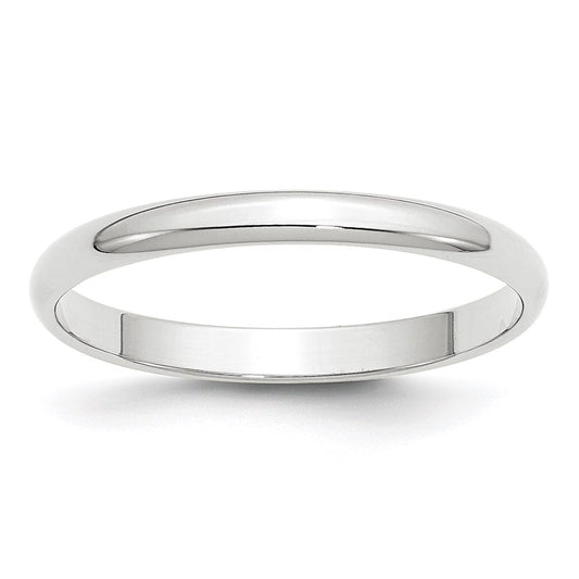Solid 14K White Gold 2.5mm Light Weight Half Round Men's/Women's Wedding Band Ring Size 10