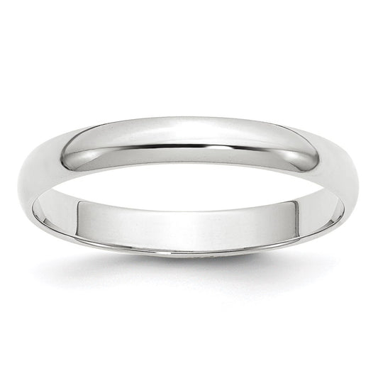 Solid 10K White Gold 3mm Light Weight Half Round Men's/Women's Wedding Band Ring Size 10