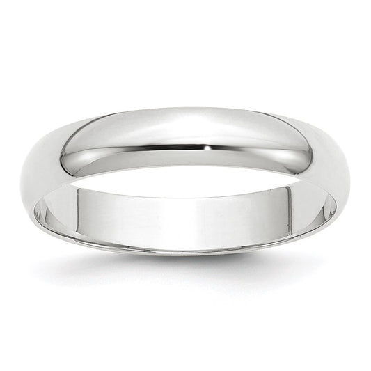 Solid 18K White Gold 4mm Light Weight Half Round Men's/Women's Wedding Band Ring Size 10