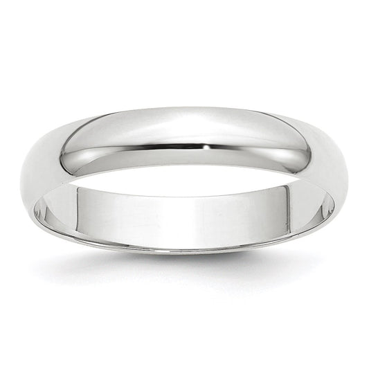 Solid 14K White Gold 4mm Light Weight Half Round Men's/Women's Wedding Band Ring Size 10