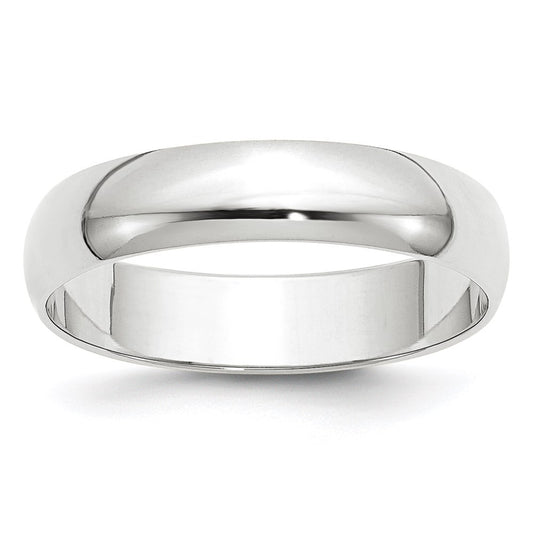 Solid 18K White Gold 5mm Light Weight Half Round Men's/Women's Wedding Band Ring Size 10