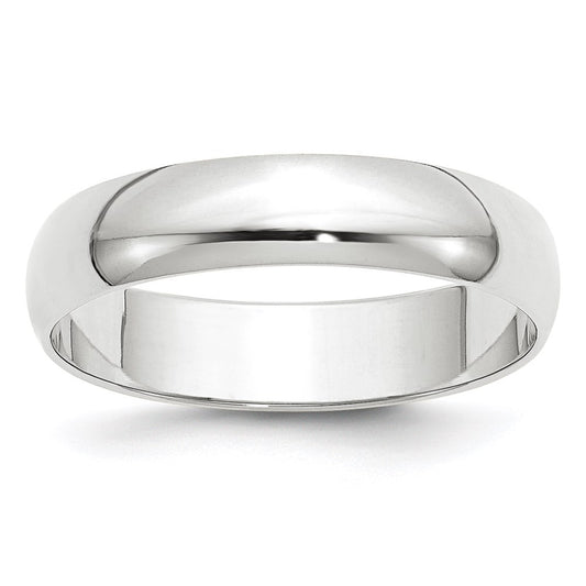 Solid 10K White Gold 5mm Light Weight Half Round Men's/Women's Wedding Band Ring Size 10