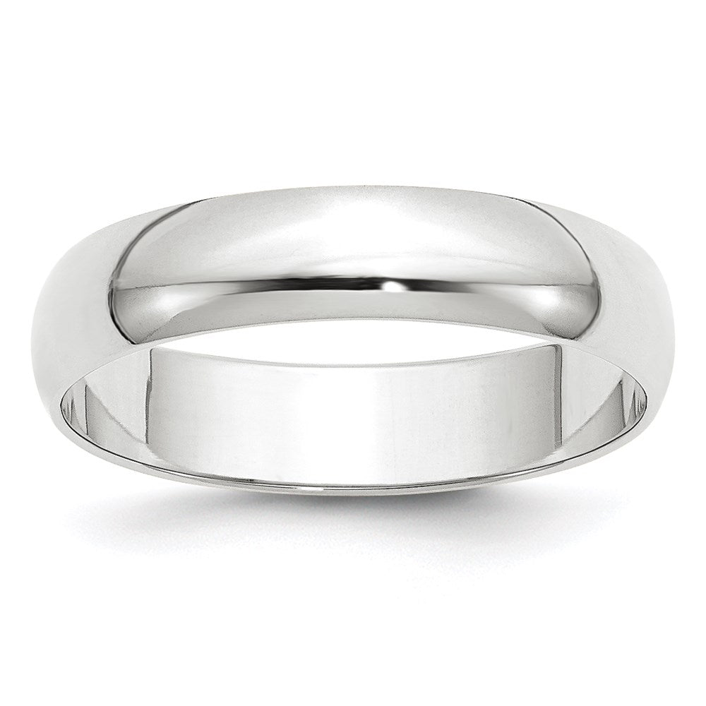 Solid 14K White Gold 5mm Light Weight Half Round Men's/Women's Wedding Band Ring Size 10