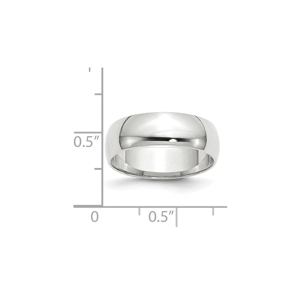 Solid 18K White Gold 6mm Light Weight Half Round Men's/Women's Wedding Band Ring Size 10