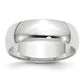 Solid 18K White Gold 6mm Light Weight Half Round Men's/Women's Wedding Band Ring Size 10