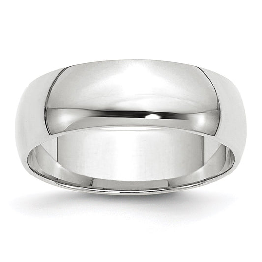 Solid 18K White Gold 6mm Light Weight Half Round Men's/Women's Wedding Band Ring Size 10