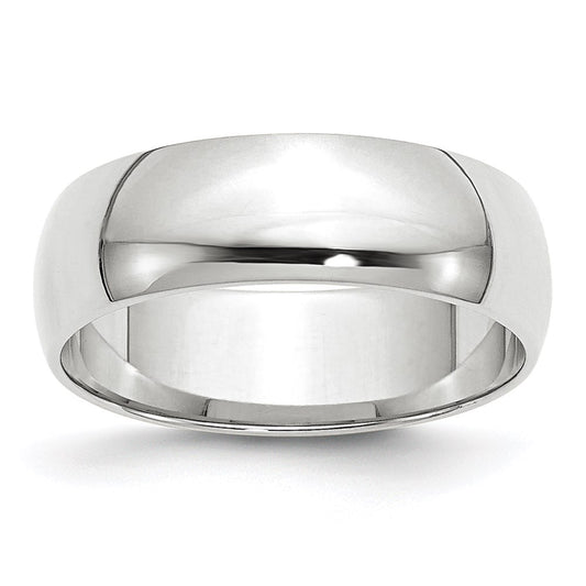 Solid 14K White Gold 6mm Light Weight Half Round Men's/Women's Wedding Band Ring Size 10