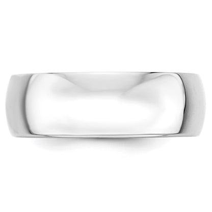 Solid 18K White Gold 7mm Light Weight Half Round Men's/Women's Wedding Band Ring Size 10