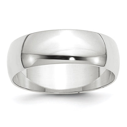 Solid 18K White Gold 7mm Light Weight Half Round Men's/Women's Wedding Band Ring Size 10
