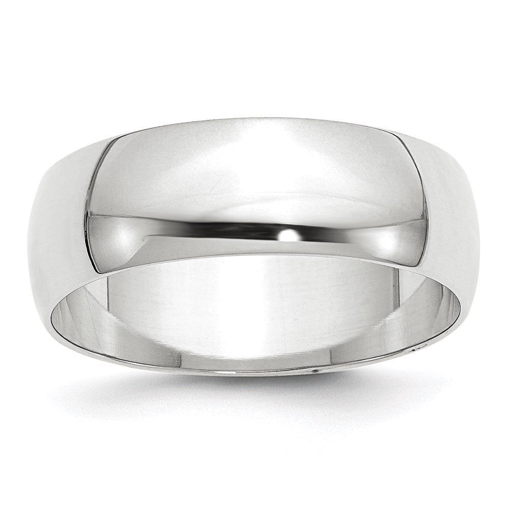Solid 14K White Gold 7mm Light Weight Half Round Men's/Women's Wedding Band Ring Size 10