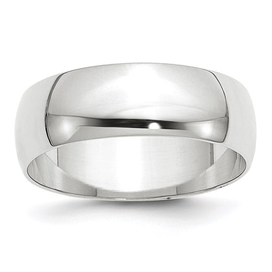 Solid 14K White Gold 7mm Light Weight Half Round Men's/Women's Wedding Band Ring Size 10