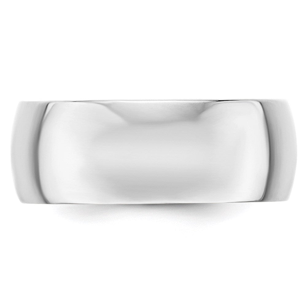 Solid 18K White Gold 8mm Light Weight Half Round Men's/Women's Wedding Band Ring Size 10