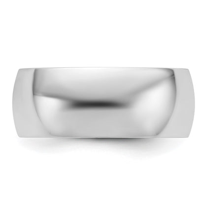 Solid 10K White Gold 8mm Light Weight Half Round Men's/Women's Wedding Band Ring Size 10