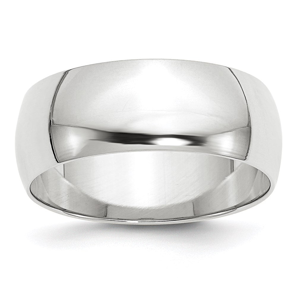 Solid 10K White Gold 8mm Light Weight Half Round Men's/Women's Wedding Band Ring Size 10