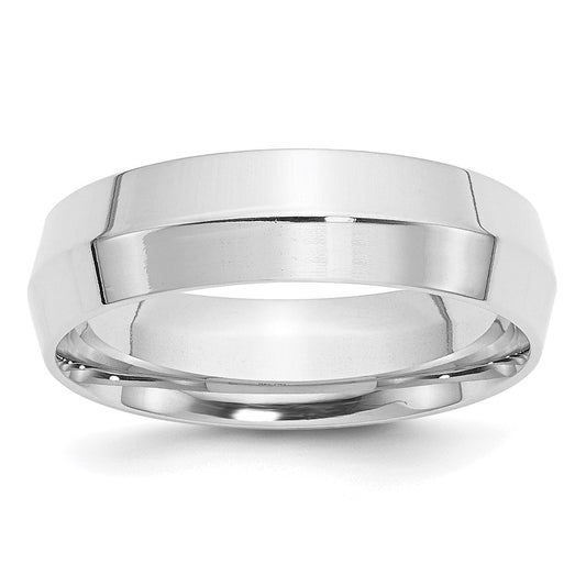 Solid 10K White Gold 6mm Knife Edge Comfort Fit Men's/Women's Wedding Band Ring Size 13