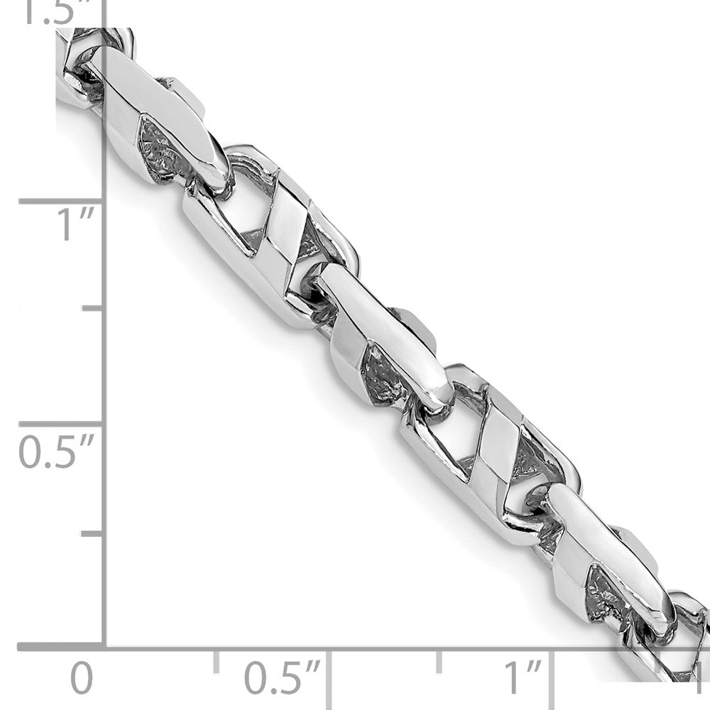 Solid 14K White Gold 24 inch 5.5mm Fancy Link with Fancy Lobster Clasp Chain Necklace