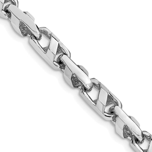 Solid 14K White Gold 24 inch 5.5mm Fancy Link with Fancy Lobster Clasp Chain Necklace