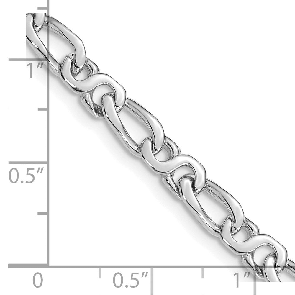 Solid 14K White Gold 8 inch 4.8mm Hand Polished Fancy Link with Fancy Lobster Clasp Bracelet