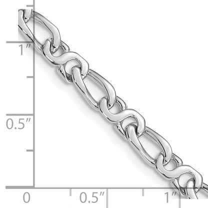 Solid 14K White Gold 8 inch 4.8mm Hand Polished Fancy Link with Fancy Lobster Clasp Bracelet