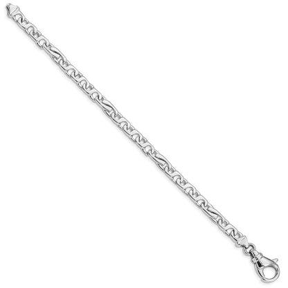 Solid 14K White Gold 8 inch 5.8mm Hand Polished Fancy Link with Fancy Lobster Clasp Bracelet