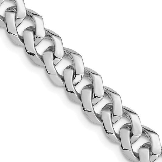 Solid 14K White Gold 20 inch 8mm Hand Polished Fancy Link with Fancy Lobster Clasp Chain Necklace