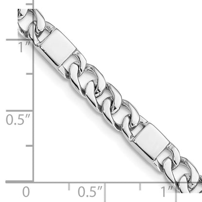 Solid 14K White Gold 8 inch 5.6mm Hand Polished Fancy Link with Fancy Lobster Clasp Bracelet
