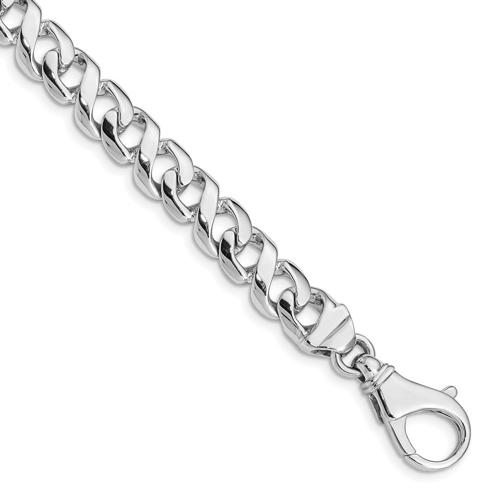 Solid 14K White Gold  8.75 inch 8.75mm Hand Polished Fancy Link with Fancy Lobster Clasp Bracelet