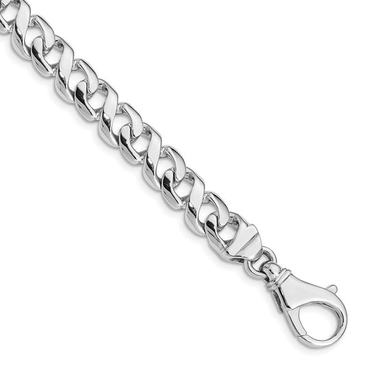 Solid 14K White Gold  8.75 inch 8.75mm Hand Polished Fancy Link with Fancy Lobster Clasp Bracelet