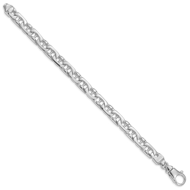Solid 14K White Gold 8.5 inch 8.5mm Hand Polished Fancy Link with Fancy Lobster Clasp Bracelet