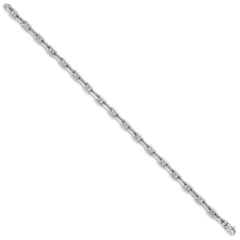 Solid 14K White Gold 8.5 inch 5.1mm Hand Polished Fancy Link with Lobster Clasp Bracelet