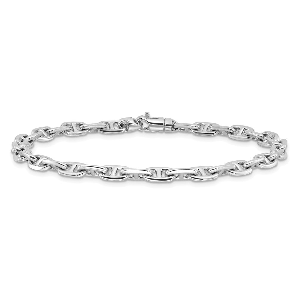Solid 14K White Gold 8.5 inch 5.1mm Hand Polished Fancy Link with Lobster Clasp Bracelet