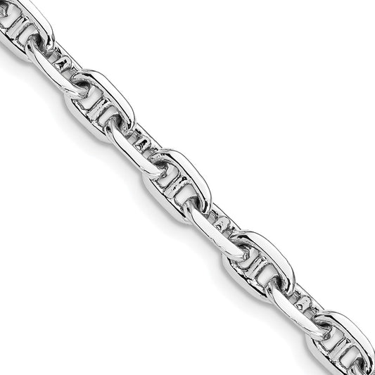 Solid 14K White Gold 20 inch 5.1mm Hand Polished Fancy Link with Lobster Clasp Chain Necklace