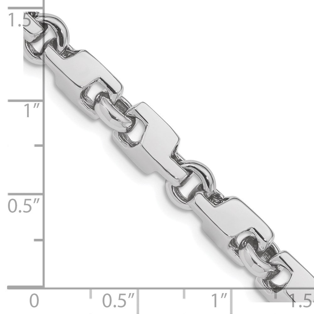 Solid 14K White Gold 24 inch 6.6mm Hand Polished Fancy Link with Fancy Lobster Clasp Chain Necklace
