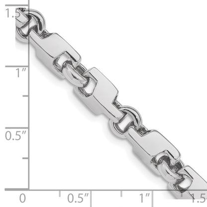 Solid 14K White Gold 24 inch 6.6mm Hand Polished Fancy Link with Fancy Lobster Clasp Chain Necklace