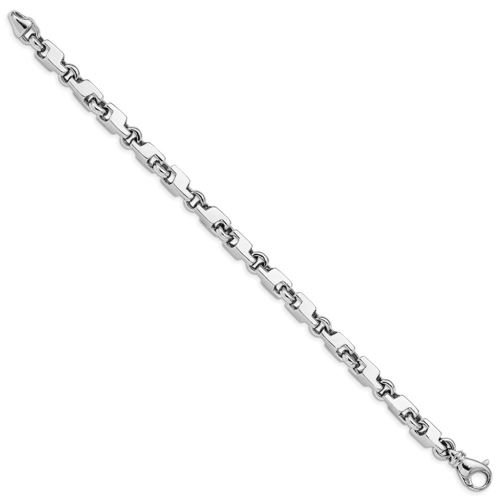 Solid 14K White Gold 8.5 inch 6.6mm Hand Polished Fancy Link with Fancy Lobster Clasp Bracelet
