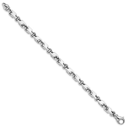 Solid 14K White Gold 8.5 inch 6.6mm Hand Polished Fancy Link with Fancy Lobster Clasp Bracelet